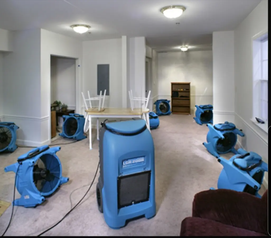 Air movers and dehumidifier setup for Water Extraction & Removal in New Braunfels